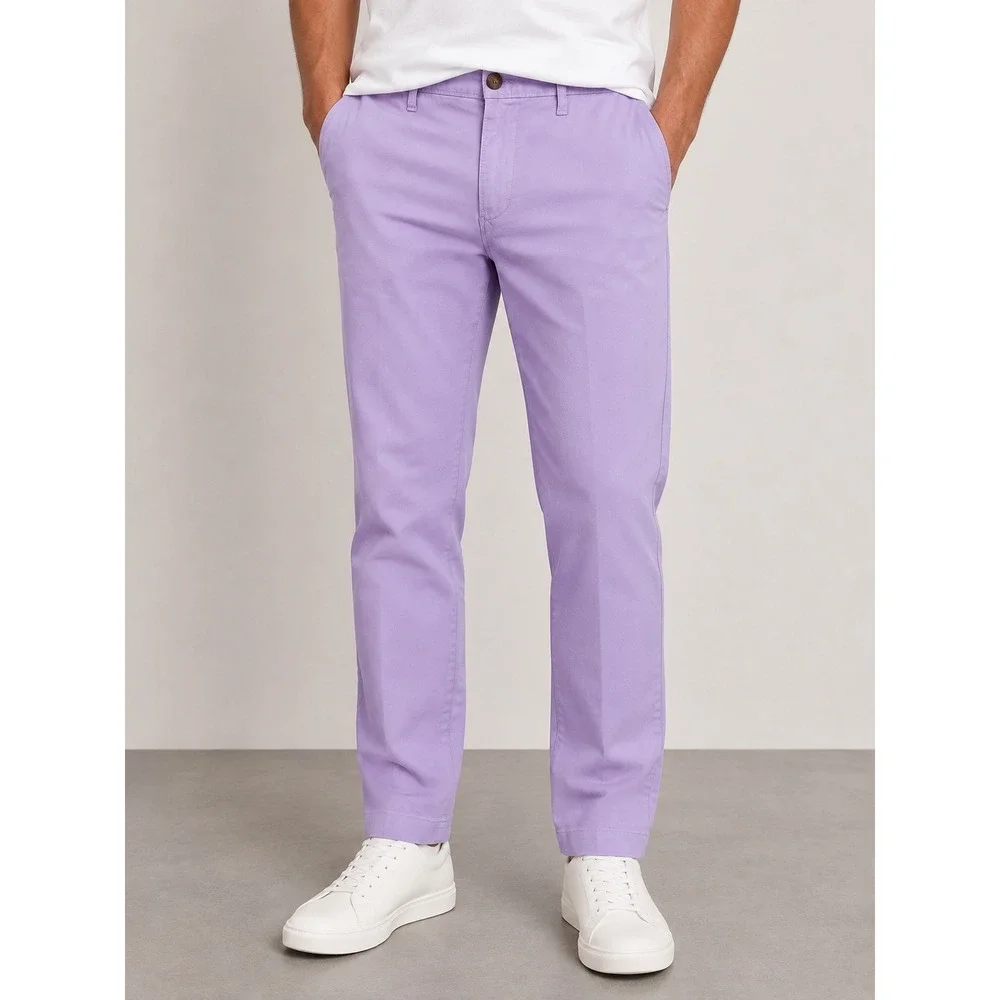 14th & Union Mens Slim Fit Chino Pants Lavender Purple Cotton Stretch 32W x 32L